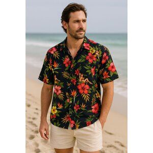 LRG Men Black Top XL Tropical Vacation Travel Pinupcore Resortcore Graphic skull